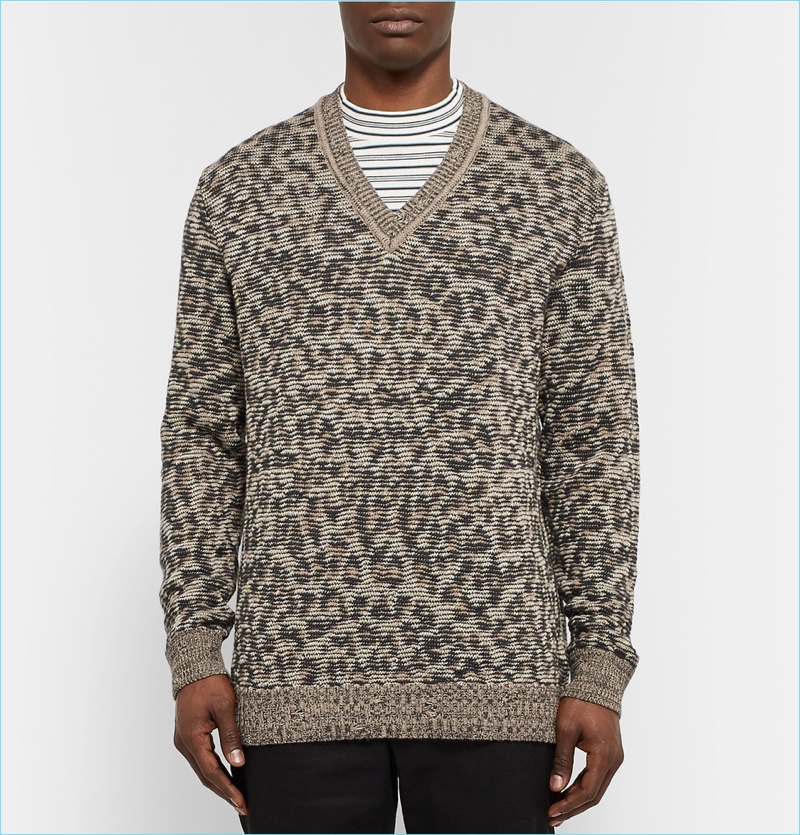 Marc Jacobs Leopard Jacquard Linen Wool Sweater