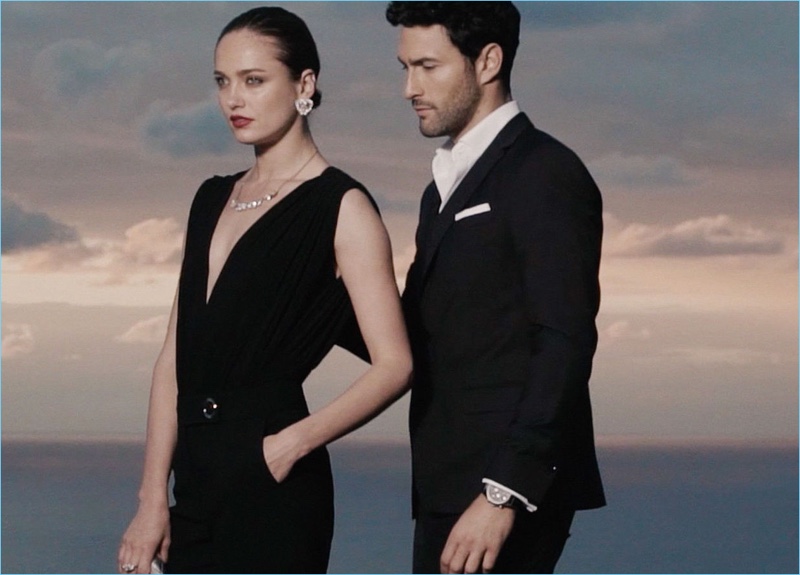 Models Karmen Pedaru and Noah Mills appear in Pedro del Hierro's spring-summer 2017 campaign.