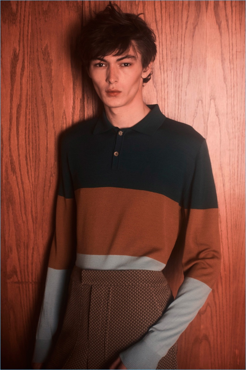 Fashion brand Orley makes a case for the long-sleeve polo, while also embracing color blocking.