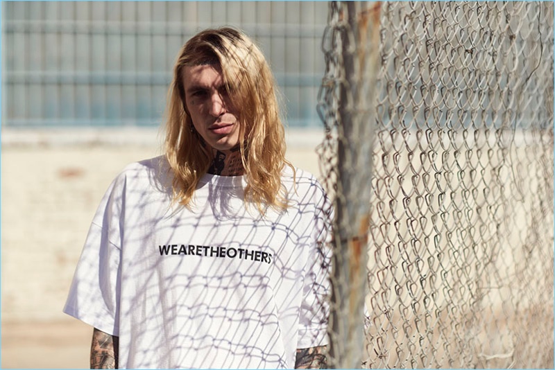 Bradley Soileau rocks an oversized t-shirt from Other UK's OTHERSIDE campaign.
