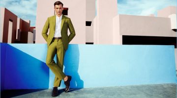 Pal Zileri Delivers Sartorial Flair with Vibrant Colors for Spring '17 Collection Making a statement in green, Eddie Klint dons a suit from Pal Zileri.