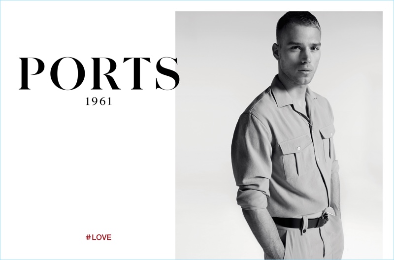 Milan Vukmirovic photographs Matthew Noszka in a khaki military-inspired number for Ports 1961's spring-summer 2017 campaign.