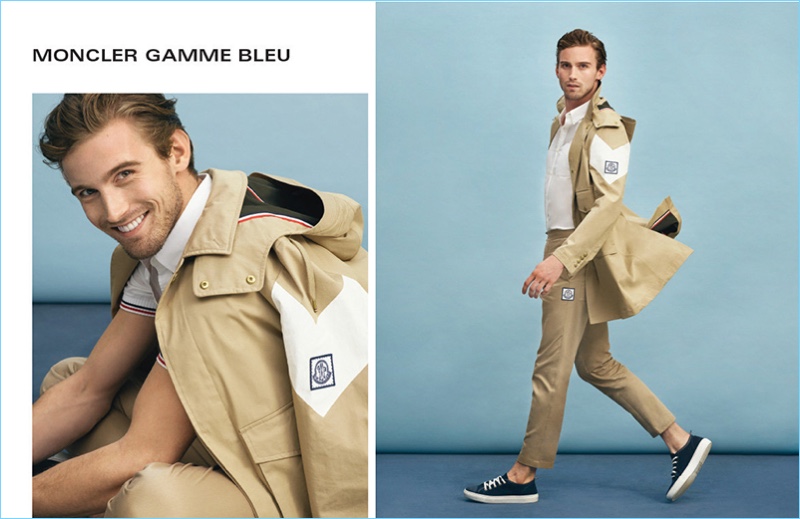 Embracing a khaki look, RJ King wears Moncler Gamme Bleu.