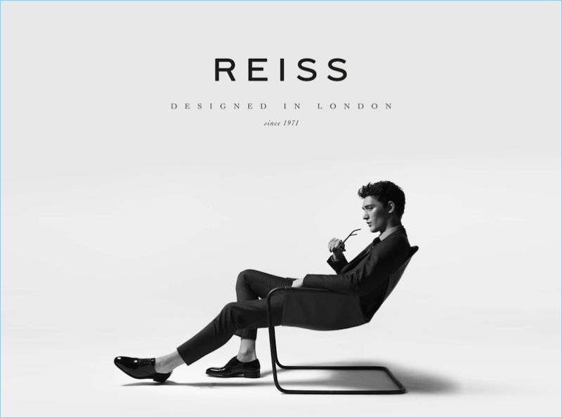 A sleek vision, Otto Lotz fronts Reiss' spring-summer 2017 campaign.