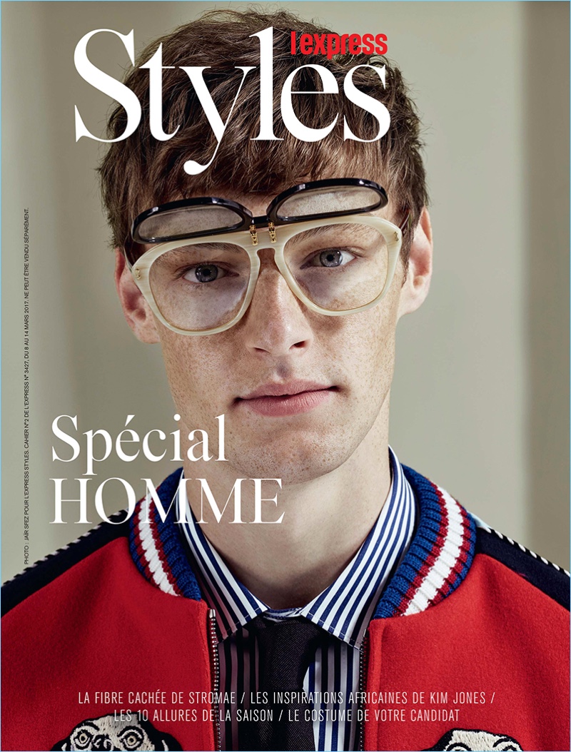 Roberto Sipos tackles a geek chic look in spring fashions from Gucci.