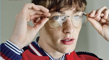 School of Style: Roberto Sipos Dons Casual Fashions for L'Express Styles Wearing Gucci, Roberto Sipos adjusts his oversized glasses.