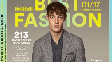Roberto Sipos dons a texture rich ensemble from Canali for the cover of Men's Health Germany Best Fashion.
