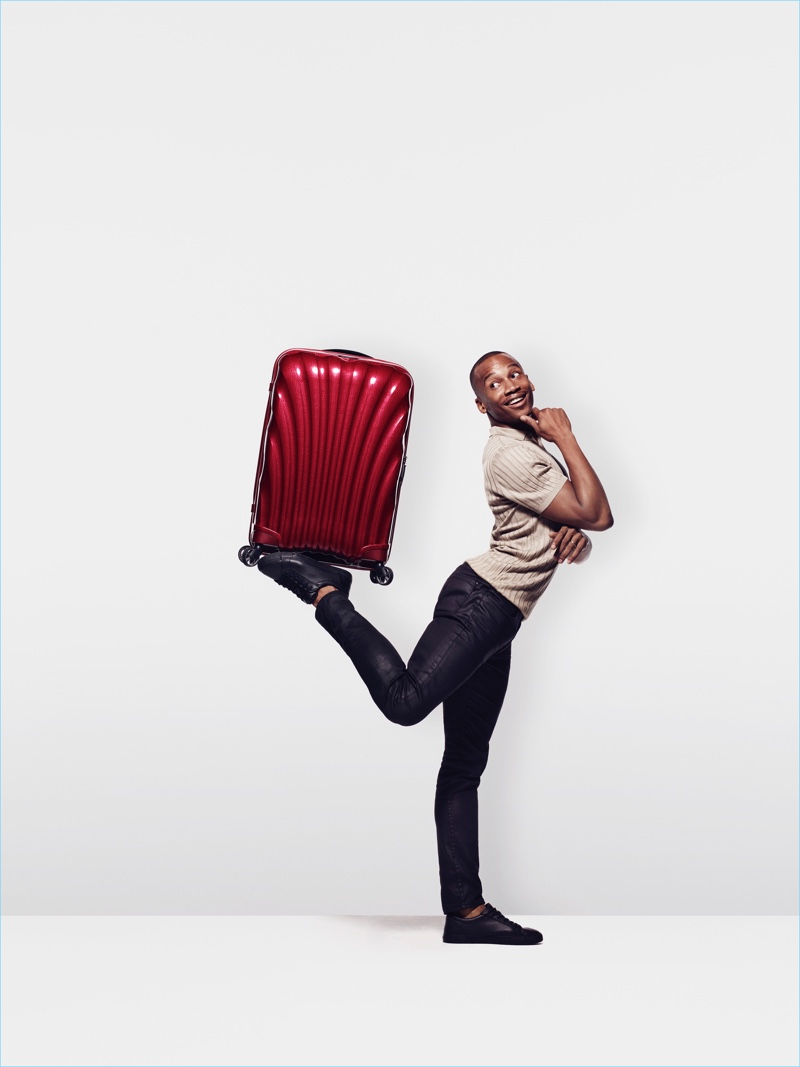 Eric Underwood balances one of Samsonite's spinners.