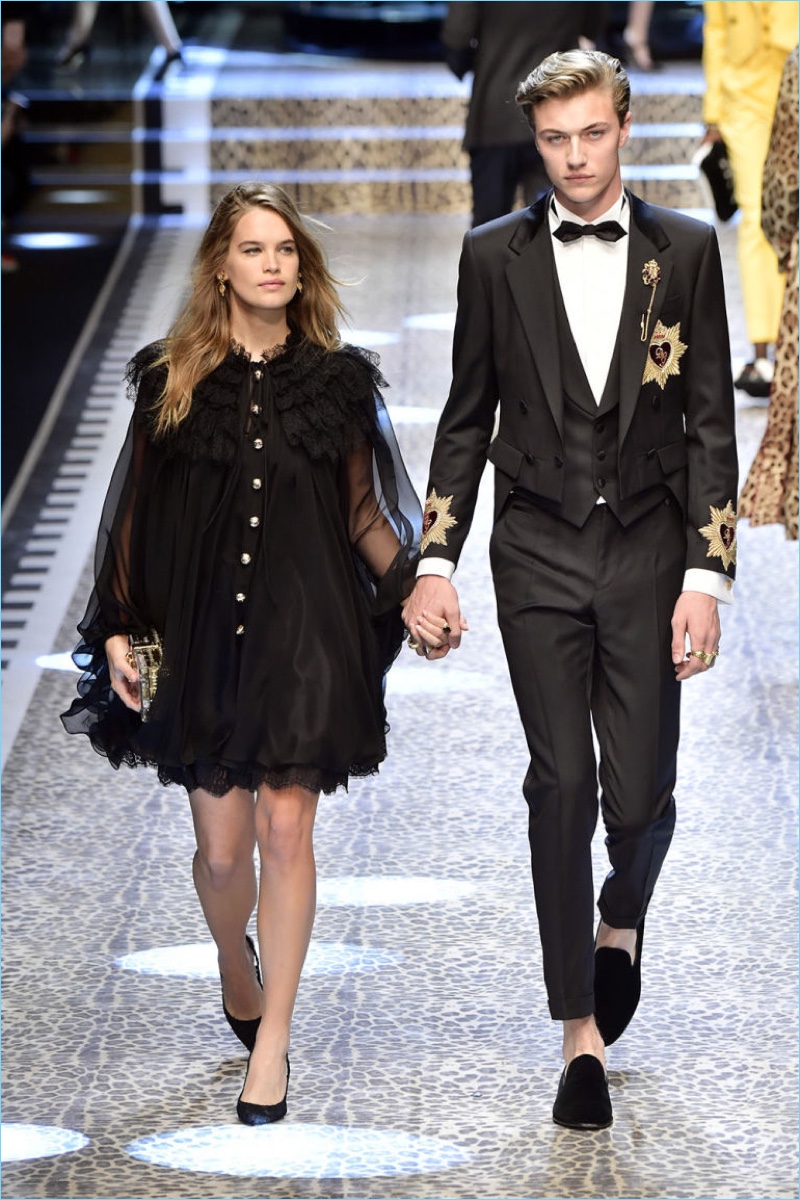 Stormi Bree and Lucky Blue Smith take to the catwalk for Dolce & Gabbana's fall-winter 2017 show.