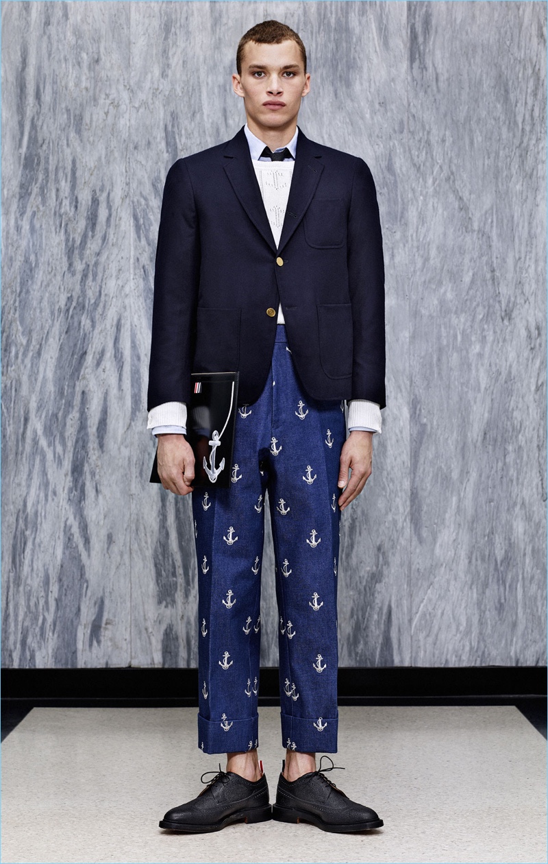 Anchors solidify a nautical motif from Thom Browne's spring-summer 2017 collection. » Thom Browne Blends Sartorial & Nautical References for Spring '17 Anchors solidify a nautical motif from Thom Browne's spring-summer 2017 collection.