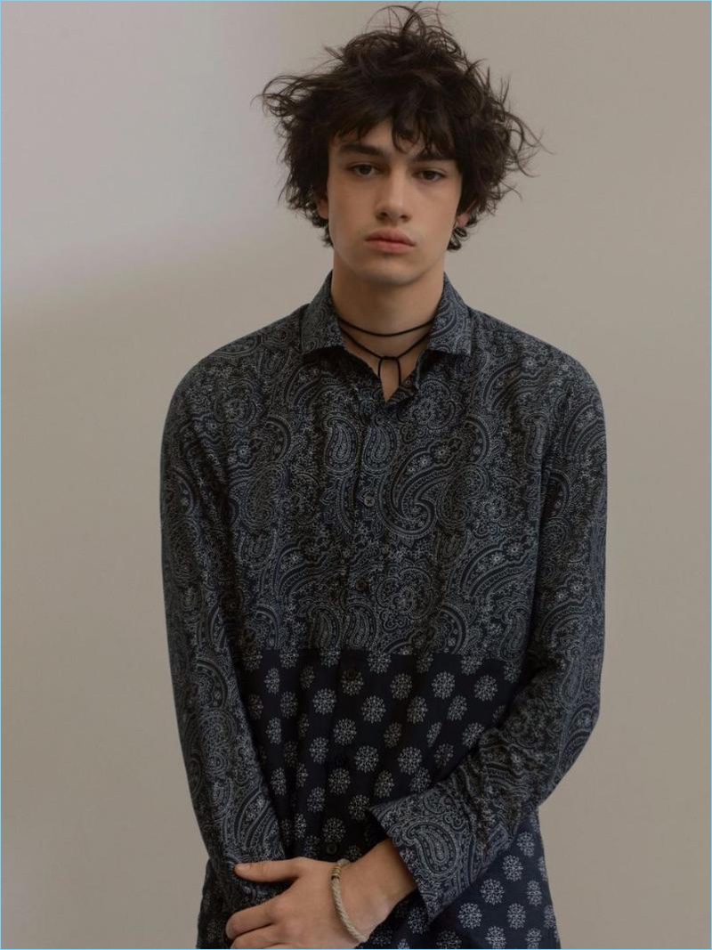 Basti Robert sports a Topman bandana print shirt.