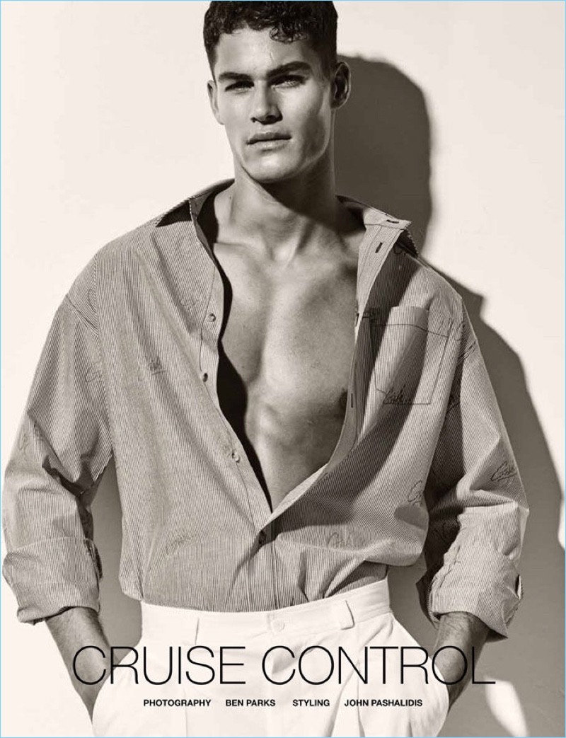Model Tyler Maher stars in an editorial for Manifesto magazine.