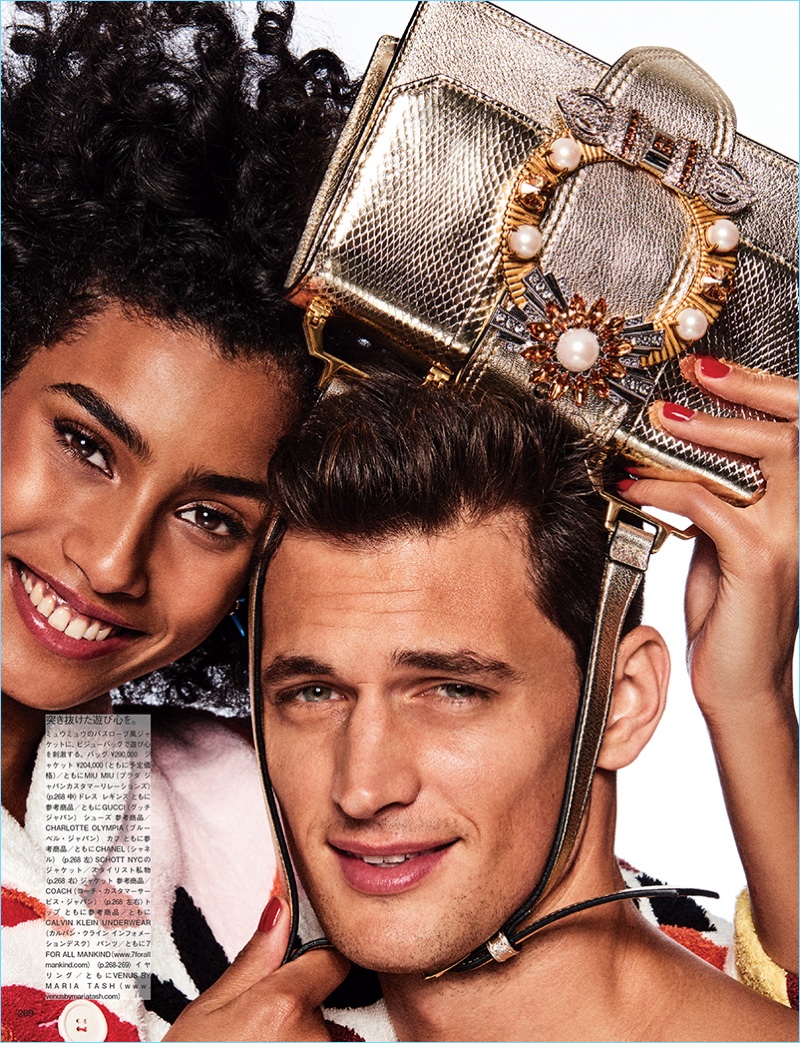 Imaan Hammam and Garrett Neff cozy up for an infectious picture from Vogue Japan.
