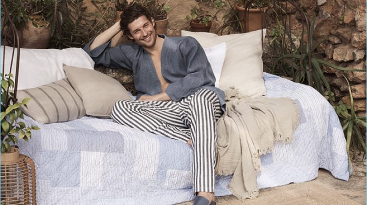 All smiles, Wouter Peelen sports the latest loungewear from Zara Home.