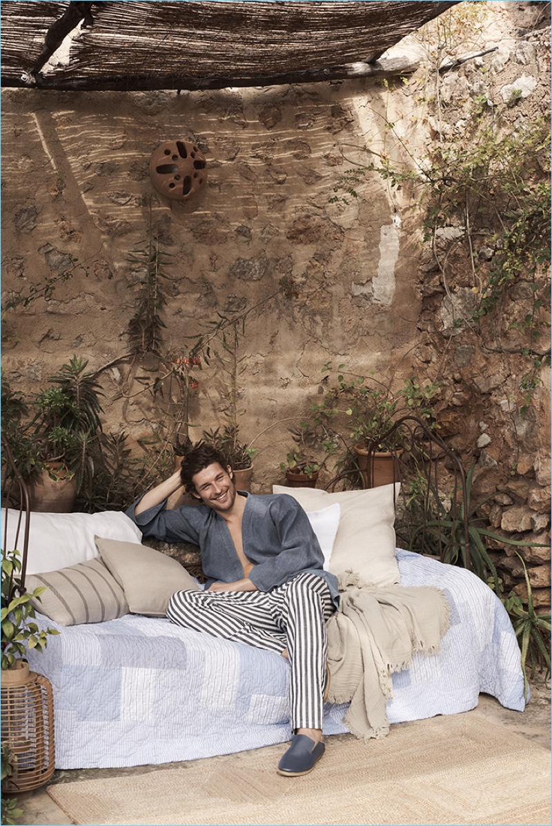 All smiles, Wouter Peelen sports the latest loungewear from Zara Home.