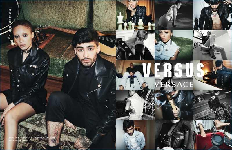 Adwoa Aboah and Zayn Malik star in Versus Versace's spring 2017 campaign.