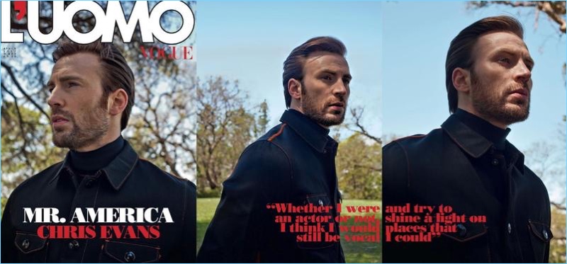 Chris Evans covers the April 2017 issue of L'Uomo Vogue.