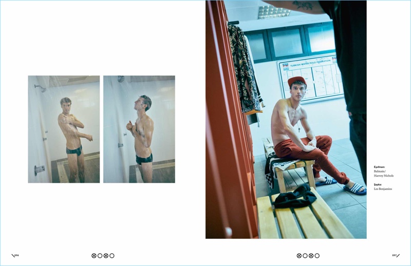 Appearing in an editorial for XOXO The Mag, Clément Chabernaud wears Balmain joggers with Adidas slides. » Clément Chabernaud Goes Diving for XOXO Cover Story Appearing in an editorial for XOXO The Mag, Clément Chabernaud wears Balmain joggers with Adidas slides.