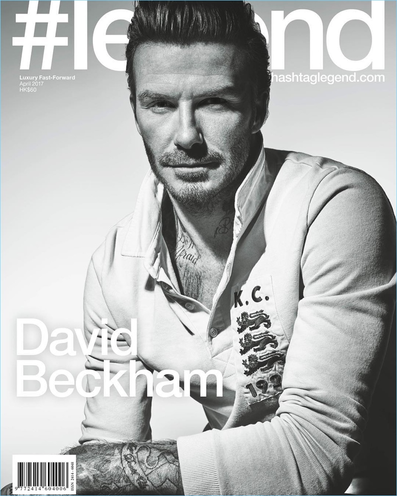 David Beckham covers #legend in a Kent & Curwen rugby polo.