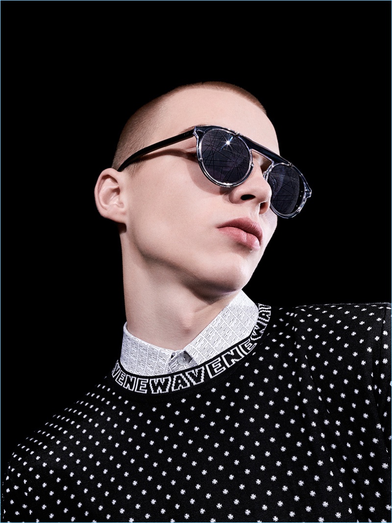 Modern sunglasses steal the spotlight for Dior Homme's fall-winter 2017 Newave collection.