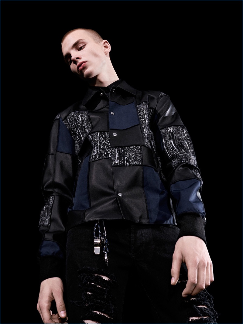 Patchwork is present with a jacket for Dior Homme's fall-winter 2017 collection.