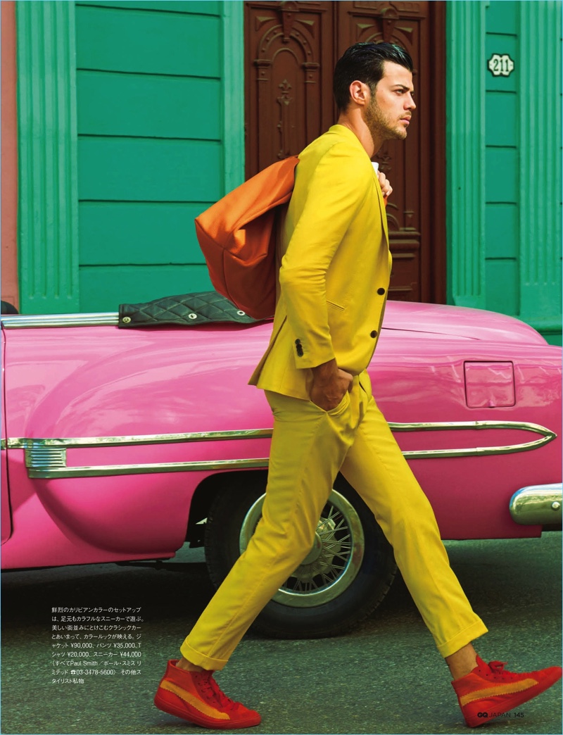 Taking a stroll, Felix Bujo wears Paul Smith.