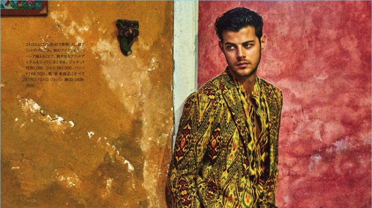 Model Felix Bujo is a standout in Etro.