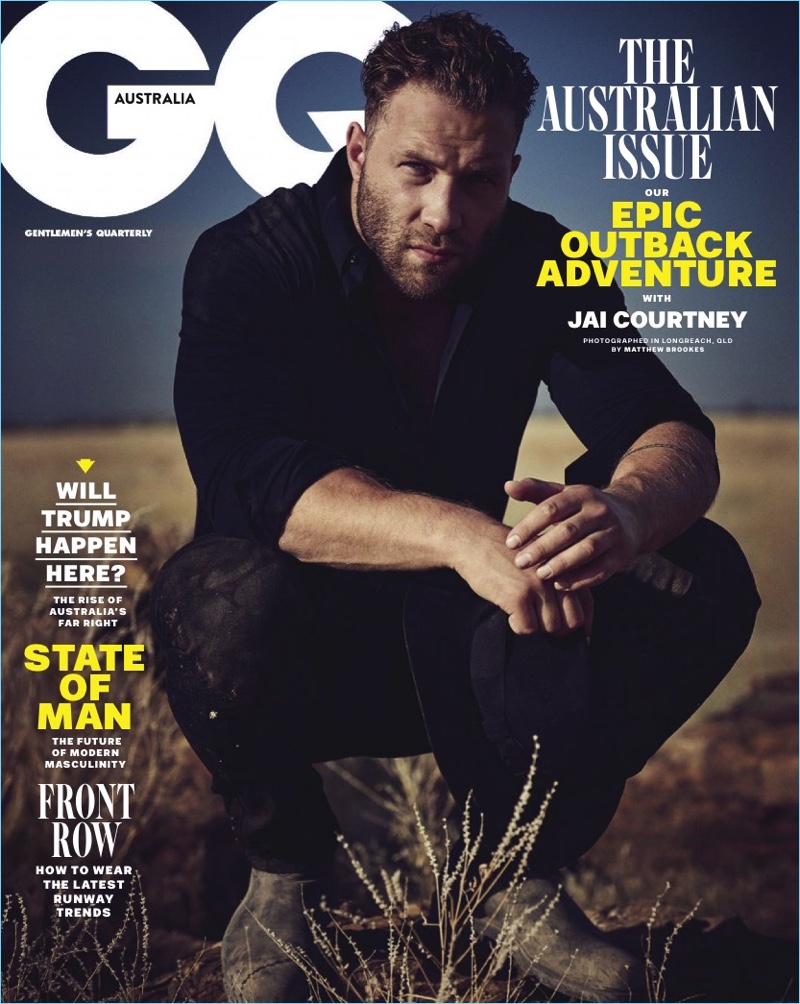 Jai Courtney covers the March/April 2017 issue of GQ Australia.