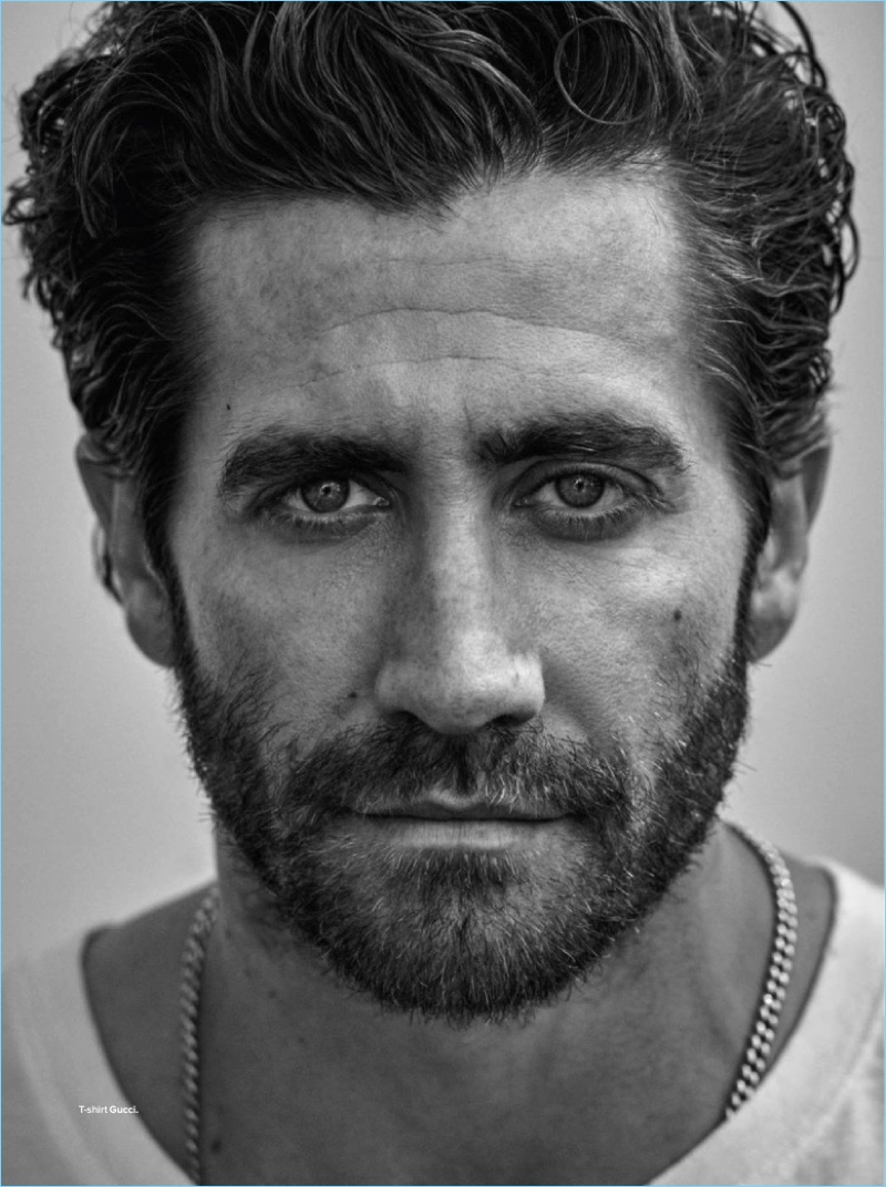 Front and center, Jake Gyllenhaal wears a Gucci t-shirt.