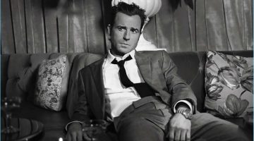 Justin Theroux is an Enigma for L'Uomo Vogue Photo Shoot Captured in a black and white photo, Justin Theroux dons a Tom Ford look.