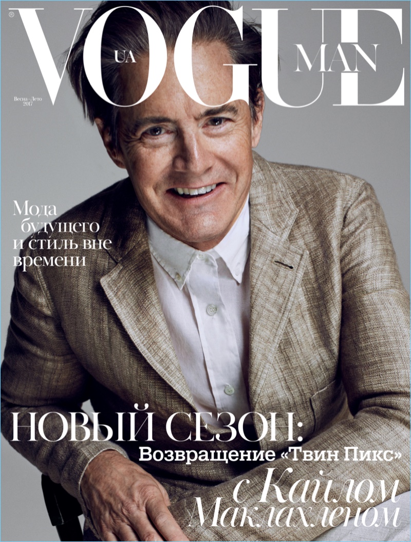 All smiles, Kyle MacLachlan covers Vogue Man Ukraine.