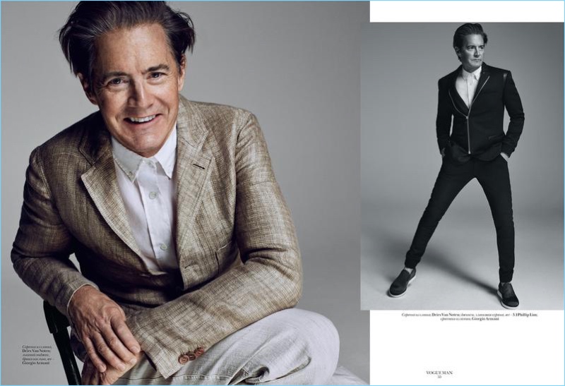 Michael Schwartz photographs Kyle MacLachlan in Giorgio Armani, Dries Van Noten, and 3.1 Phillip Lim.