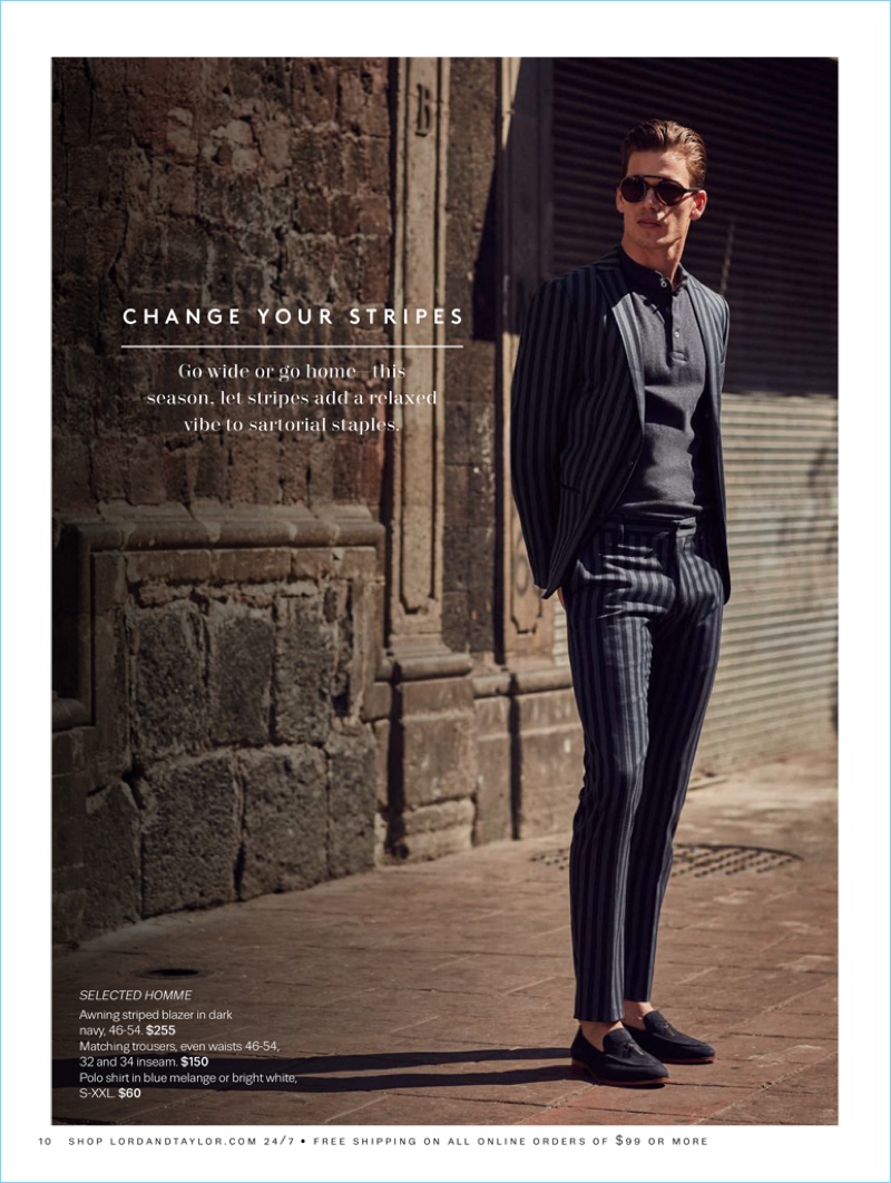 Connecting with Lord & Taylor, Mark Cox wears a look from Selected Homme.