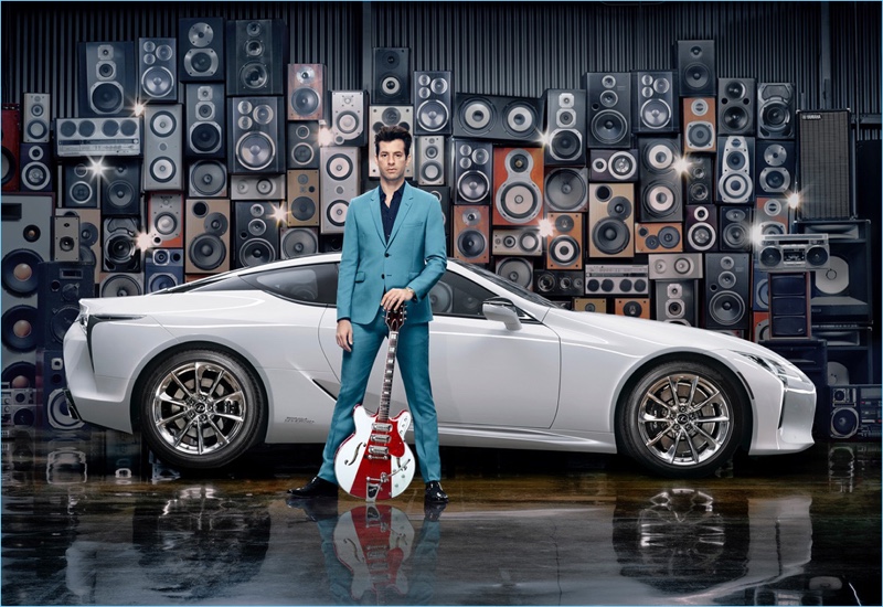 Music producer Mark Ronson dons a two-button suit for Lexus' Make Your Mark advertisement.