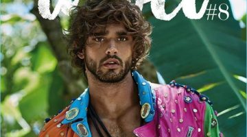 Secret Paradise: Marlon Teixeira Stars in Risbel Cover Shoot Marlon Teixeira covers Risbel magazine in a Moschino multi-colored leather biker jacket.