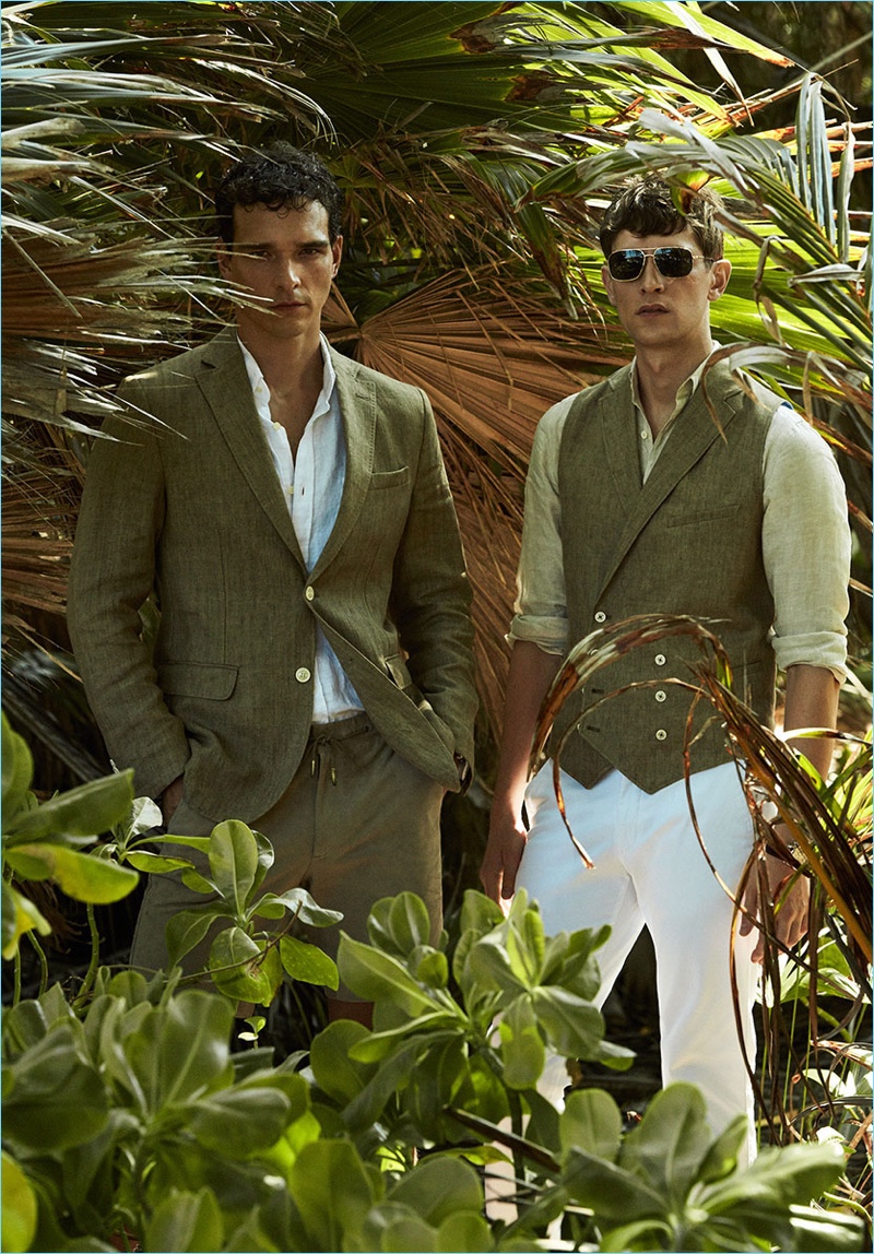 Embracing neutrals, Alexandre Cunha and Mathias Lauridsen wear Massimo Dutti.