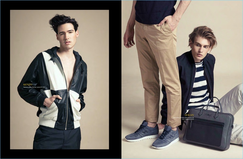 Left: Etienne C wears Kenzo. Right: Etienne dons Hogan sneakers.