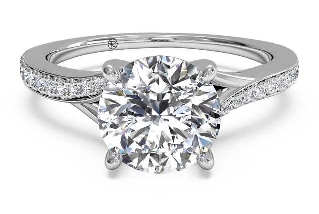 Ritani Modern Bypass Micropavé Diamond Band Engagement Ring