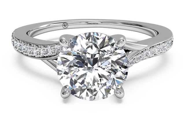 Ritani Modern Bypass Micropavé Diamond Band Engagement Ring