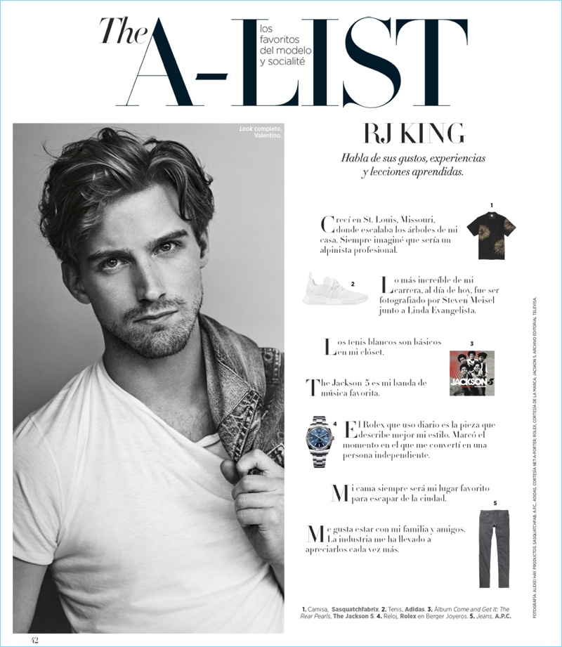 American model RJ King shares his favorite items with Harper's Bazaar México.