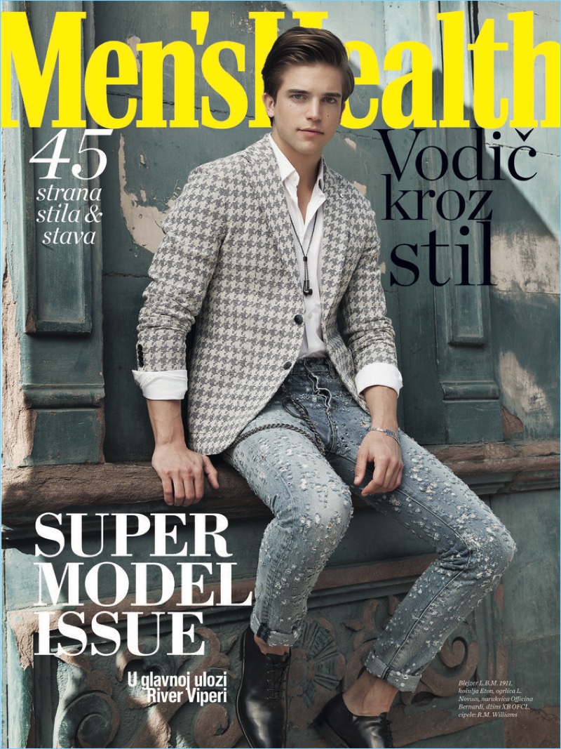 River Viiperi covers the April 2017 issue of Men's Health Serbia.