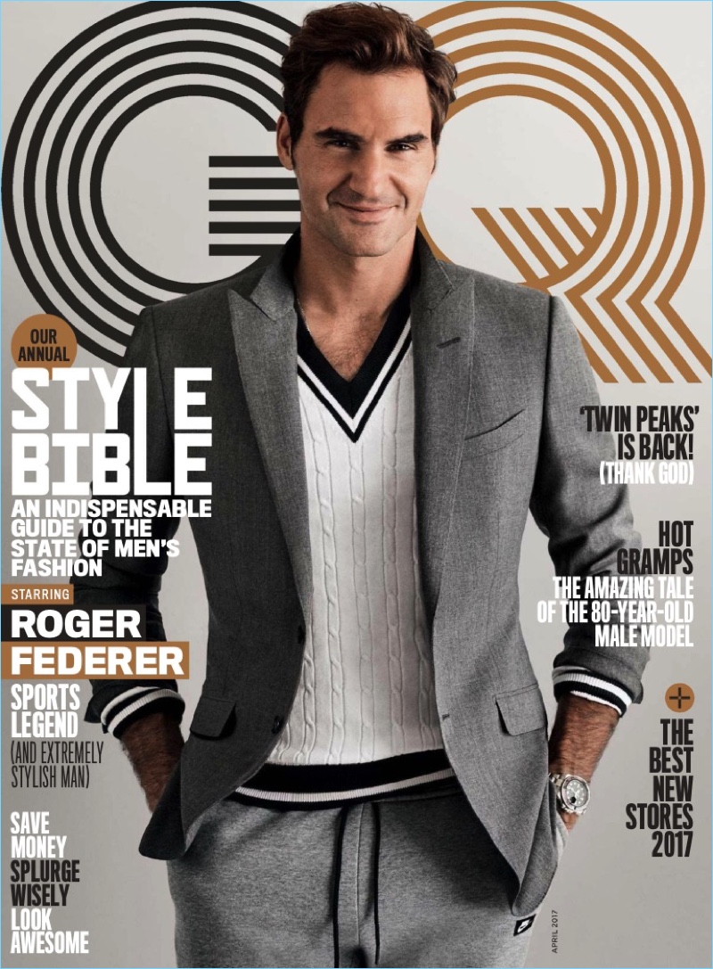 Roger Federer covers the April 2017 issue of GQ.