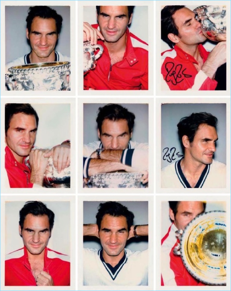 Roger Federer poses for polaroids by Craig McDean.