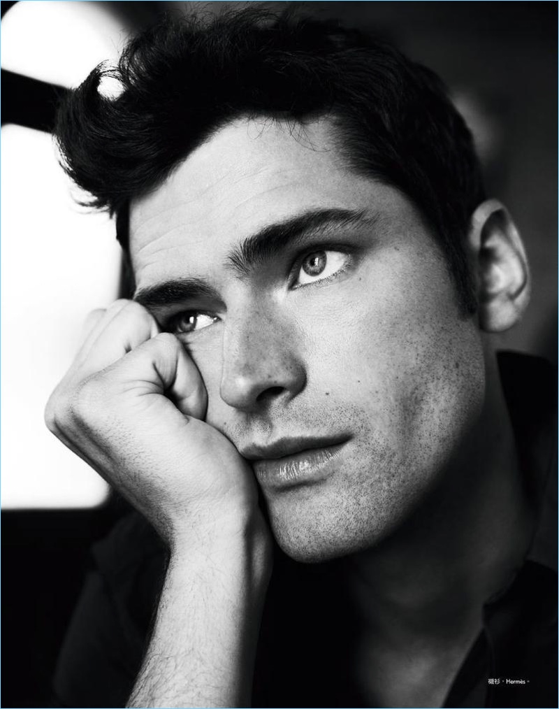 Daydreaming, Sean O'Pry wears Hermes for the pages of Harper's Bazaar Man Taiwan.