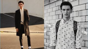 Thibaud Charon sports looks from Louis Vuitton for the pages of L'Officiel Hommes Germany.