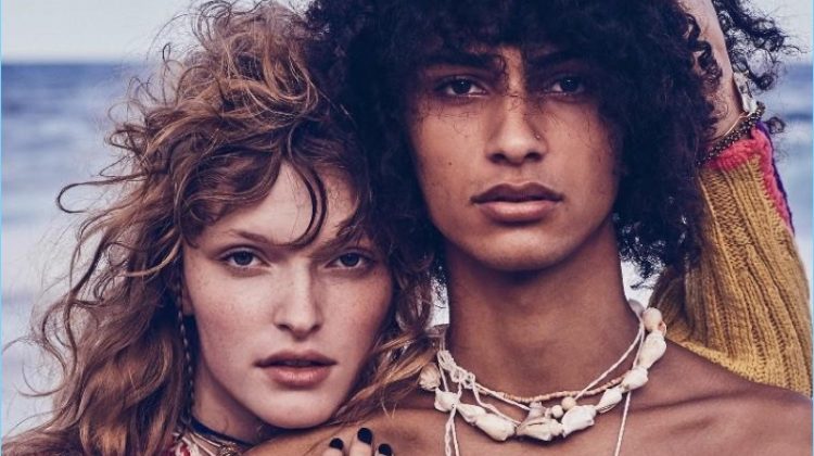 Models Aia Busk and Tré Samuels cover the sixth issue of Wool magazine.