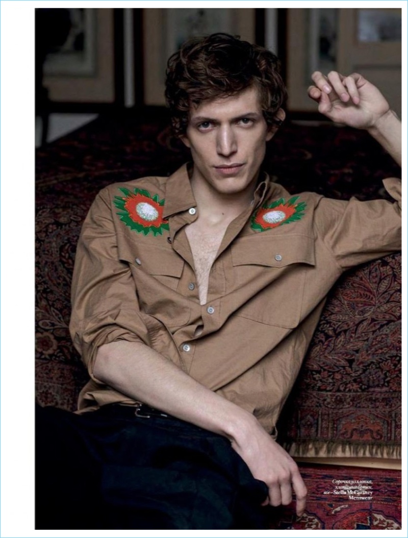 Starring in a Vogue Man Ukraine story, Xavier Buestel wears Stella McCartney.