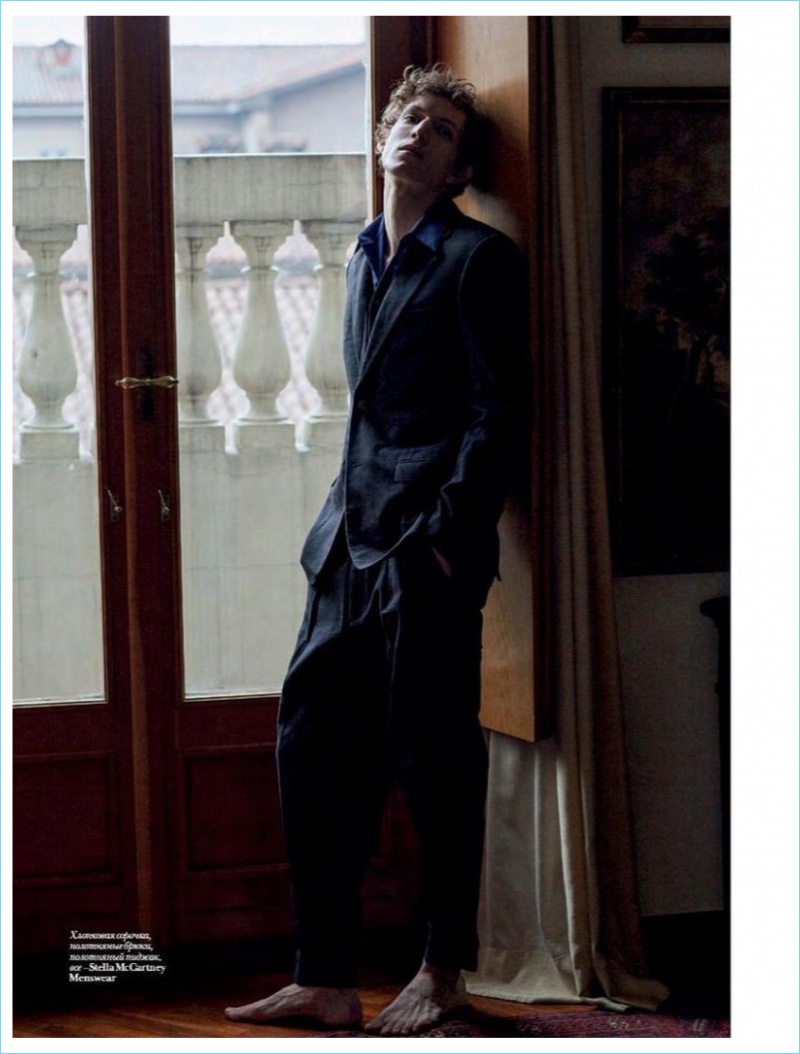 Embracing relaxed tailoring, Xavier Buestel dons a look from Stella McCartney.