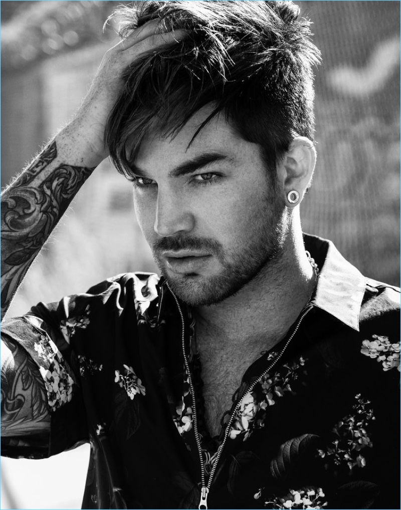 Singer Adam Lambert wears a H&M shirt with an O.C.D. necklace.