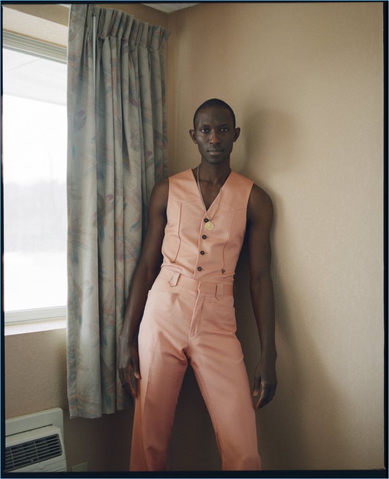 Armando Cabral dons a vest and trousers by Roberto Cavalli.